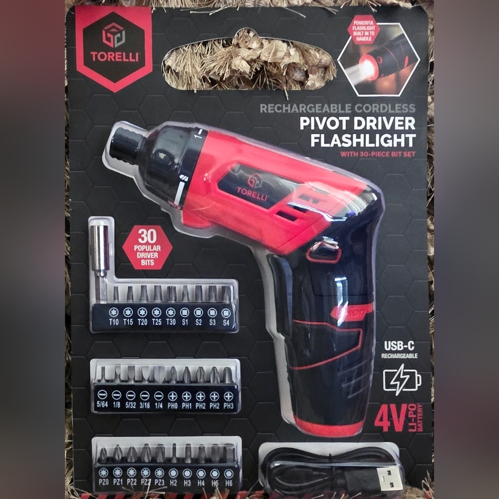Red and Black Rechargeable Cordless Pivot Driver
